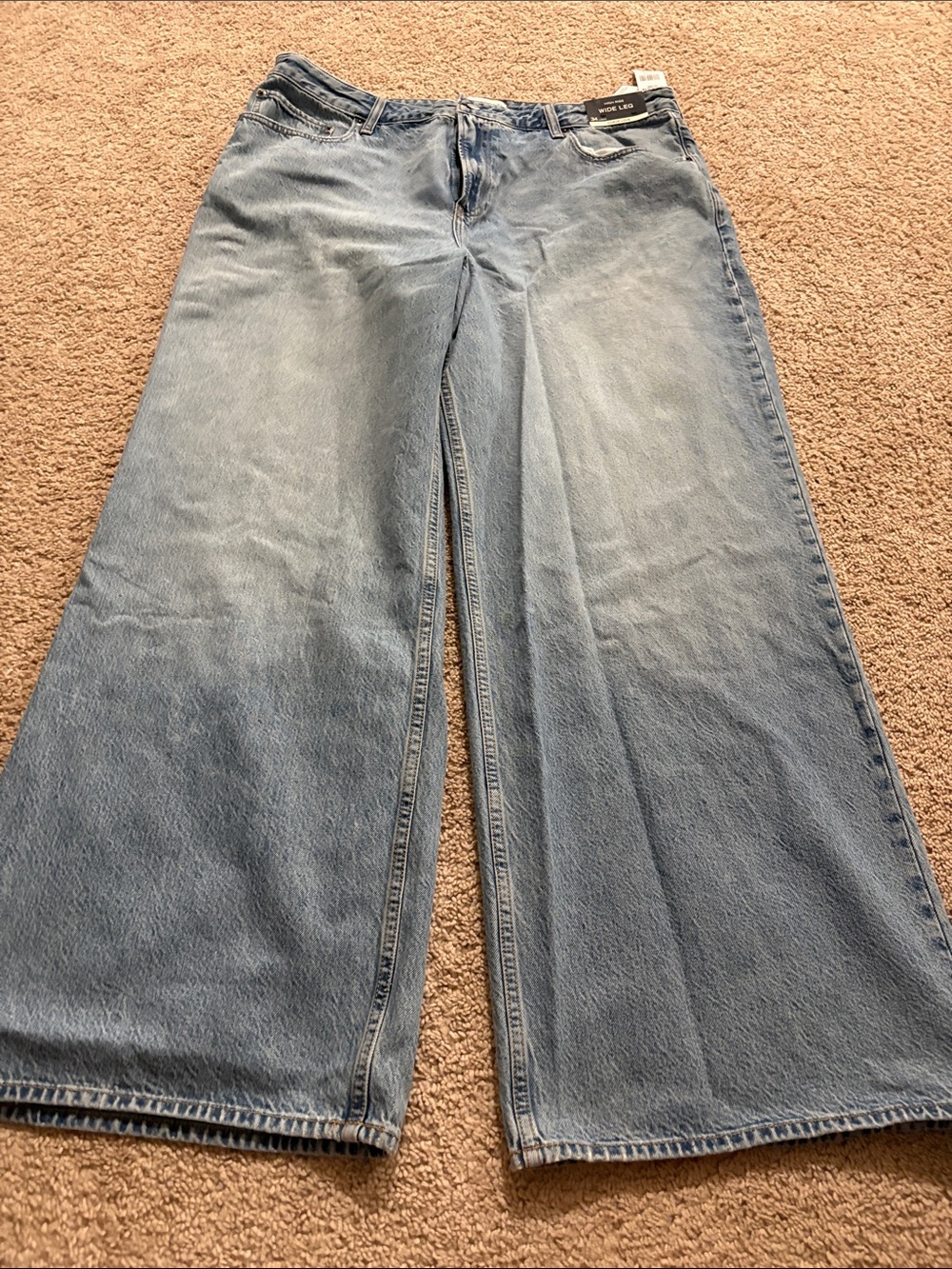 Abercrombie & Fitch Light Blue Curve love High Waisted Wide-Leg Jeans